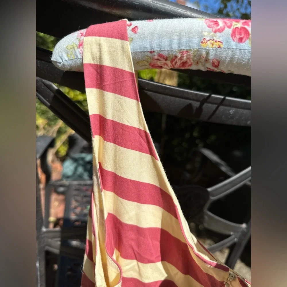 Party dress, beige and pink with black belt - Picture 5 of 5